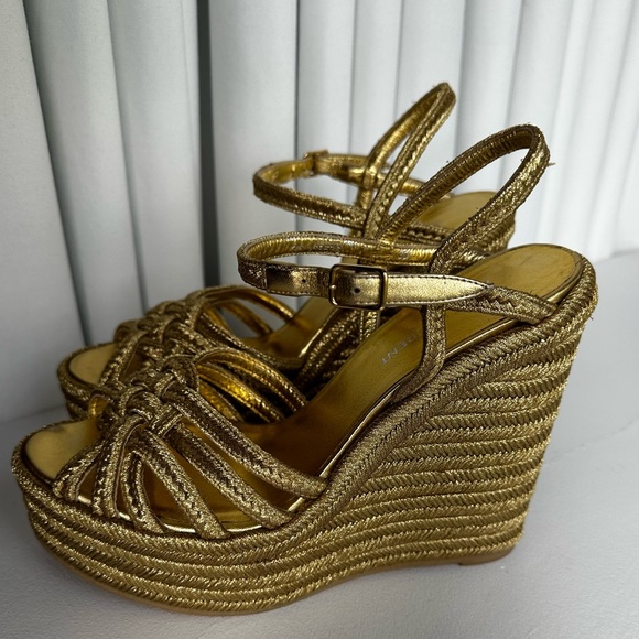 Saint Laurent size 8US Gold platform Sandals like New - Picture 5 of 8